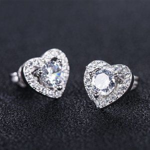 🌸Lovely Round Dainty Zircon Hollow Heart Earrings for Women, UNVN12424